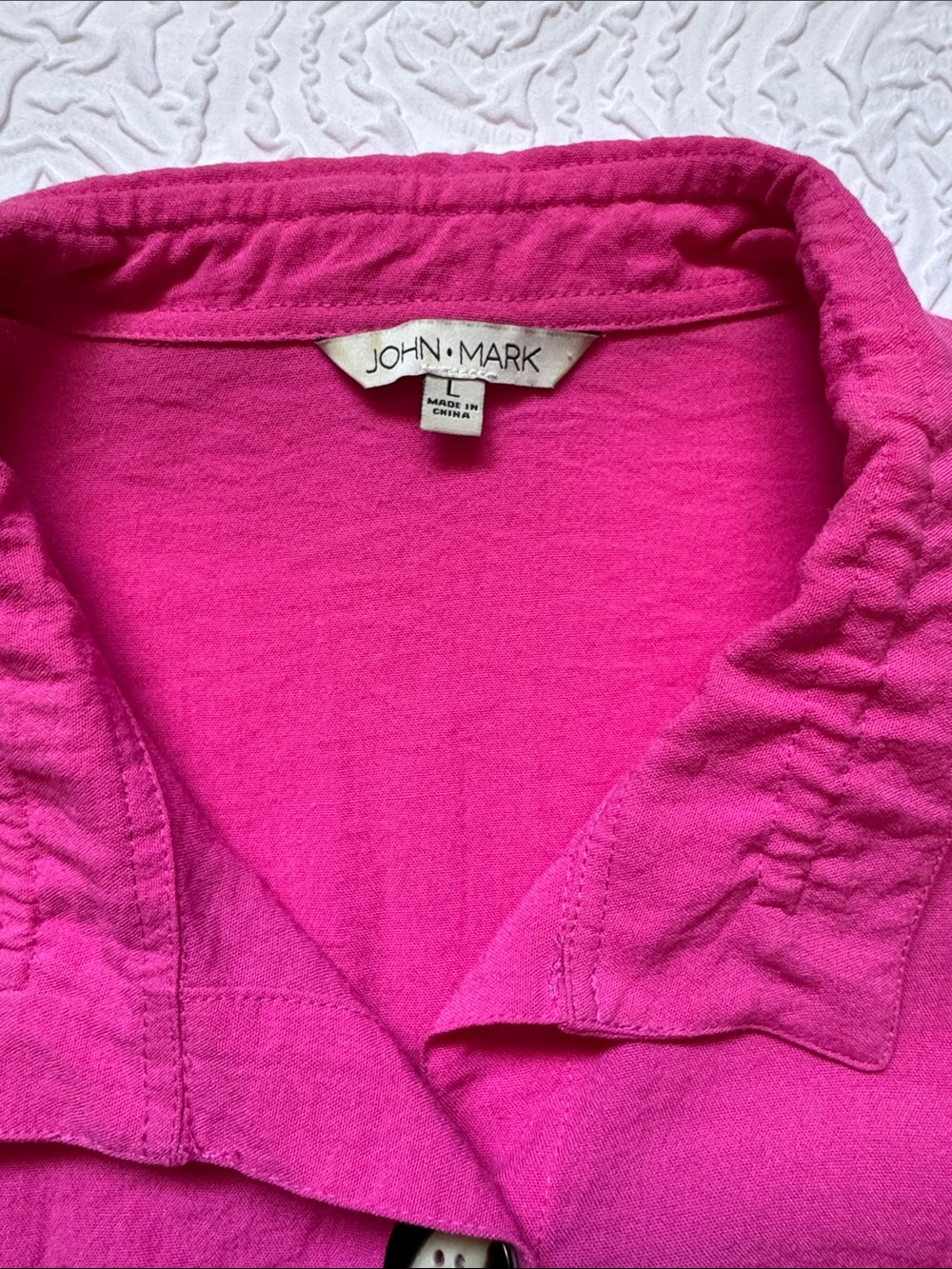 John Mark Fuchsia Button-Front Short Sleeve Shirt - Picture 2 of 10